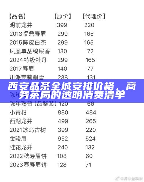 西安品茶全城安排价格，商务茶局的透明消费清单